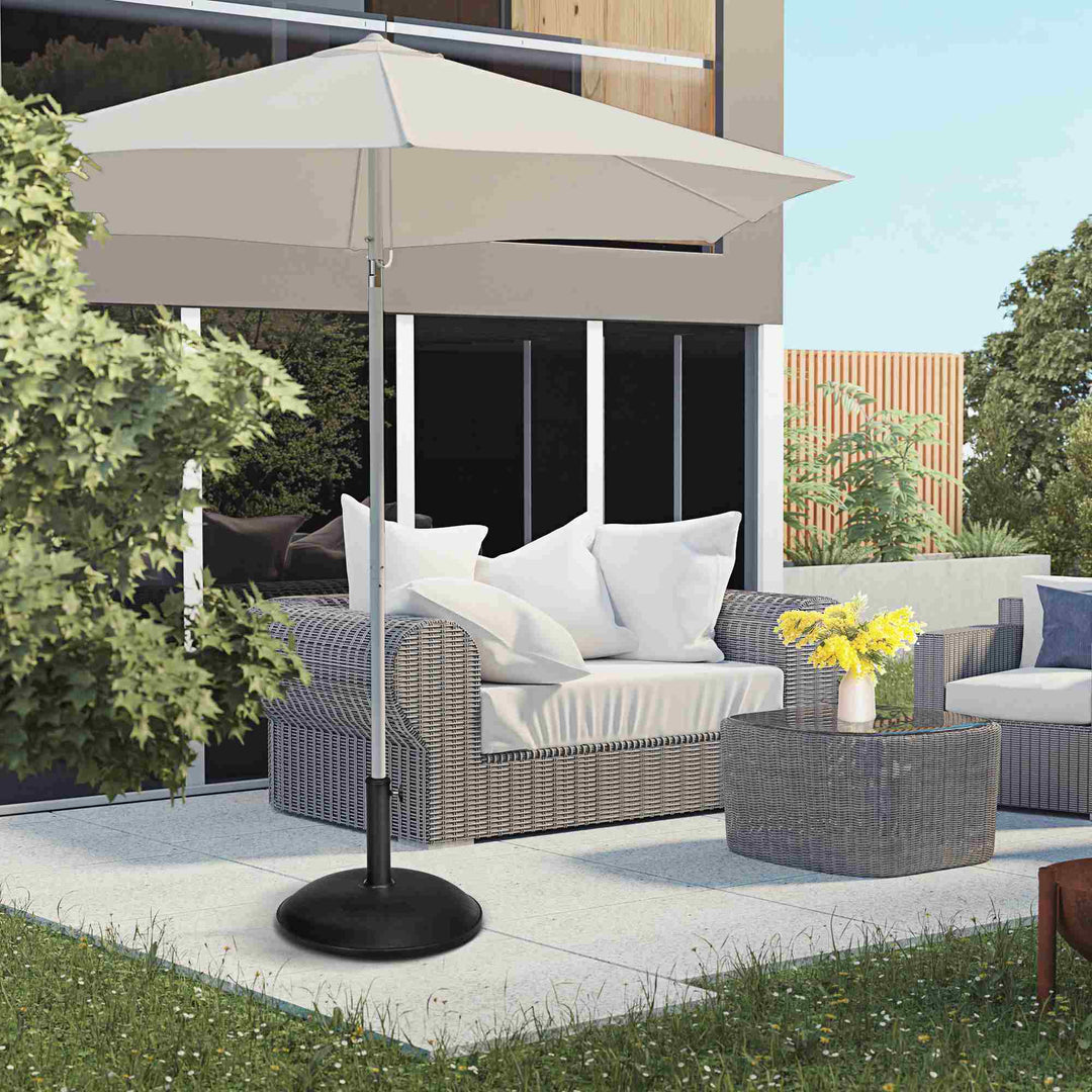 Parasolfod i rustfrit stål med håndtag, halvcirkelformet paraplyholder, paraplyvægt til parasoller Ø3,8-Ø4,8 cm, til altan, terrasse, have, bronze, sort