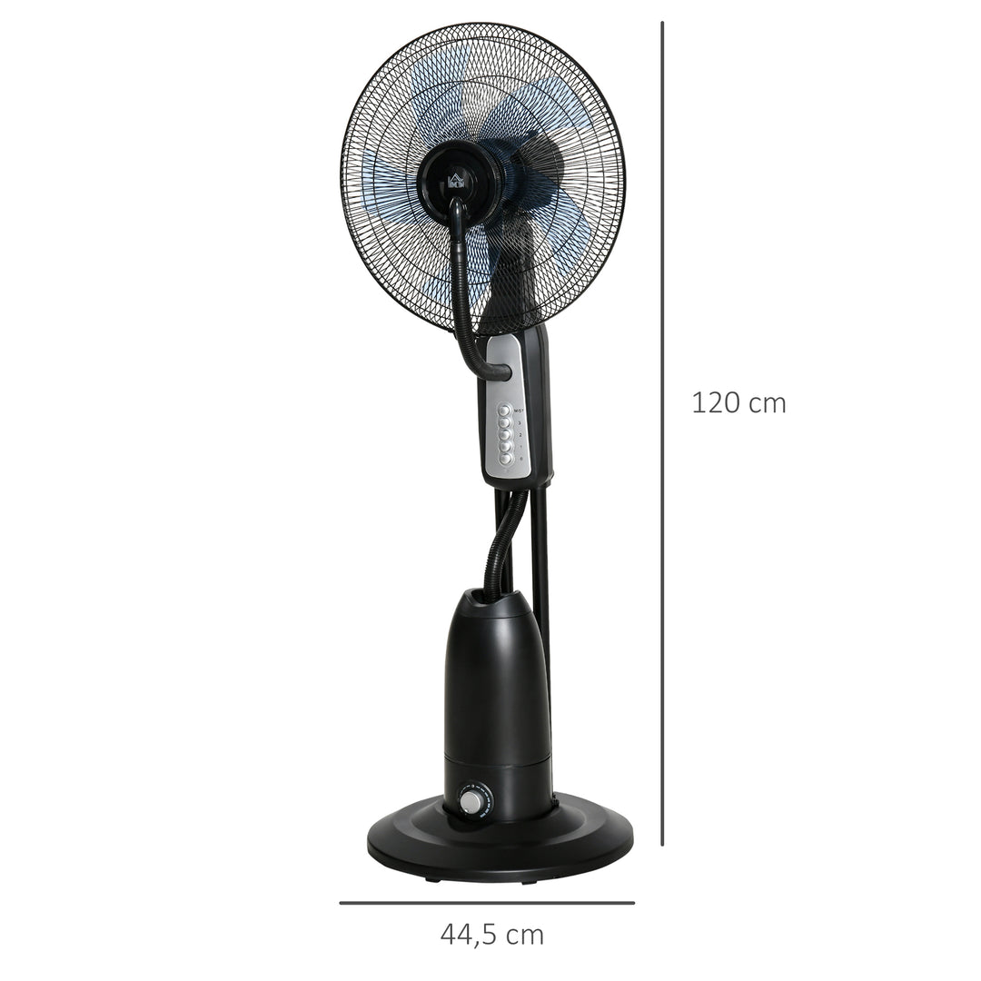 Vandkølet piedestalventilator med justerbar tågefunktion, 3 hastigheder, 2,8 L vandtank, 70° oscillation, 90 W vandventilator med hjul, 120 cm