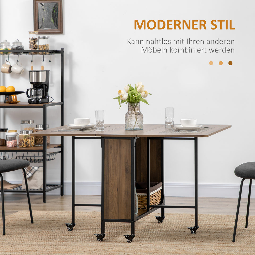 Mobilt klapbord, 2 klapflader, 130 cm x 80 cm x 74 cm, brun