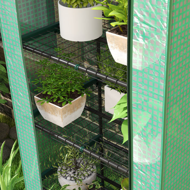 Minidrivhus til blomster eller grøntsager, stål, plastik, 69l x 49b x 193h cm, grøn