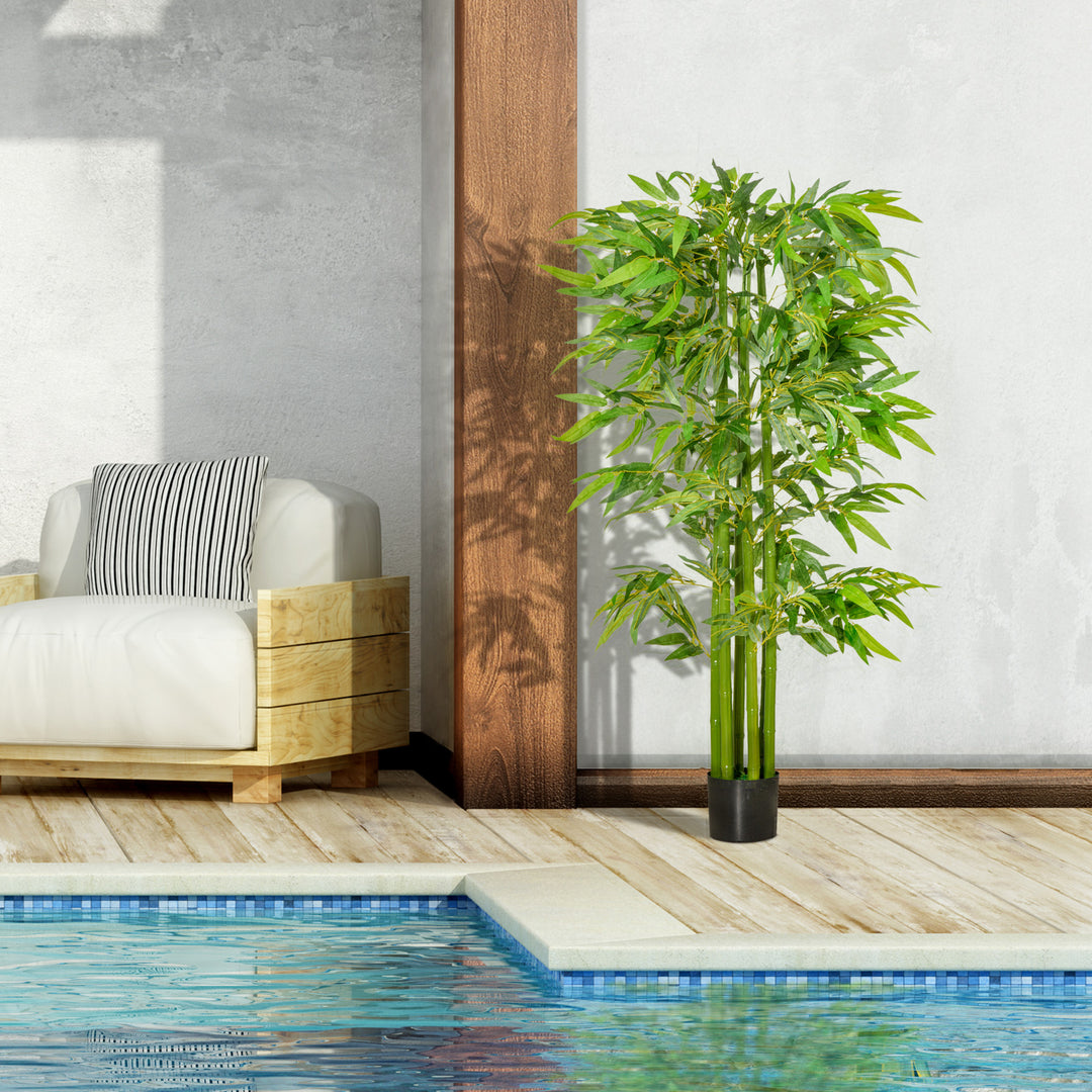 Stor kunstig bambus, 160 cm, kunstig plante, kunstige plastikplanter i en potte, falsk plante der ser ægte ud, til stue, soveværelse, kontor, have, moderne dekoration, gave
