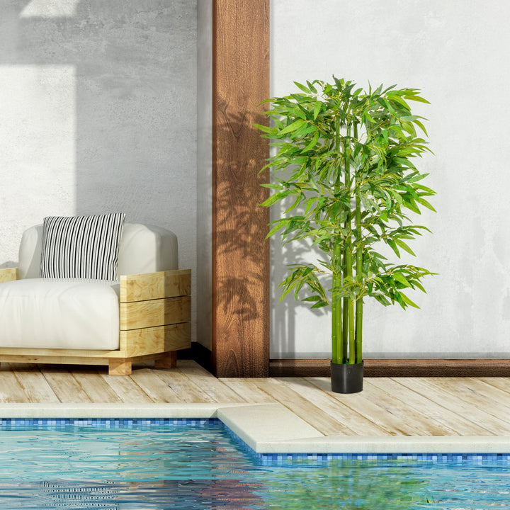 Stor kunstig bambus, 160 cm, kunstig plante, kunstige plastikplanter i en potte, falsk plante der ser ægte ud, til stue, soveværelse, kontor, have, moderne dekoration, gave