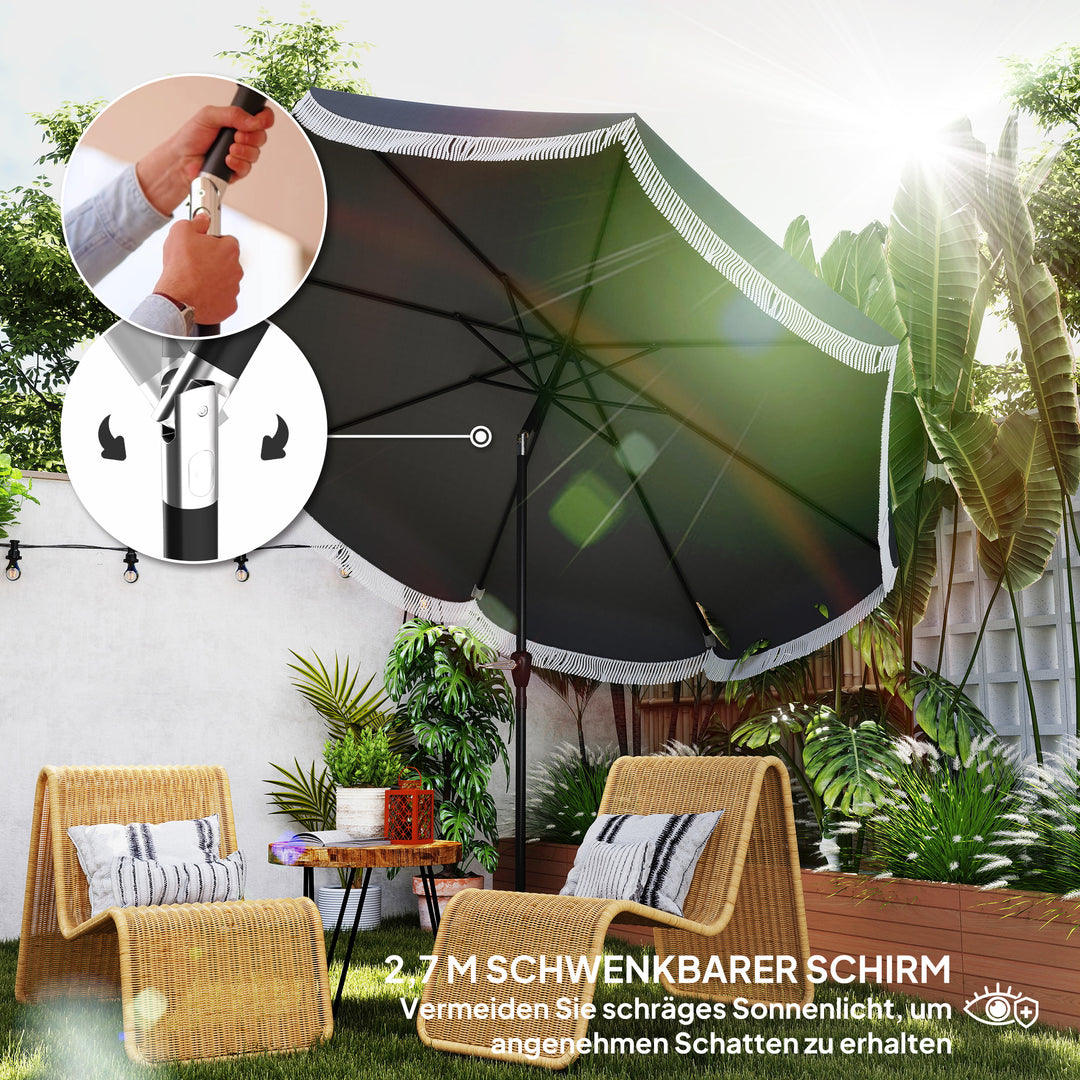 Parasol ø269 cm, uv-beskyttelsesparasol ottekantet balkonparasol solbeskyttelse til haven, mørkegrå
