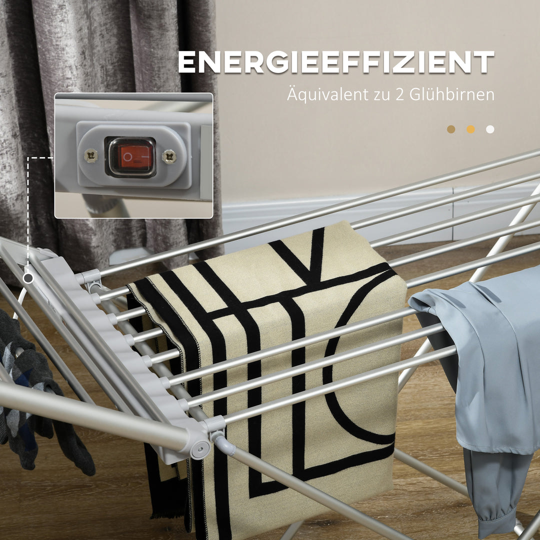 Tørrestativ med varmefunktion, 45-55 tommer, foldbar, 144l x 53b x 96h cm