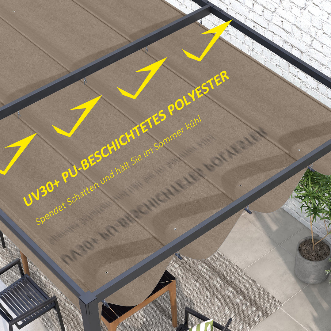 Reservetag til 2,85 x 2 m havepavillon, udtrækkelig, nem montering, polyester, kaffe