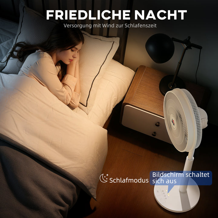 Ventilator, klimaanlæg, 3 tilstande, LED-display, drejelig, plastik, hvid