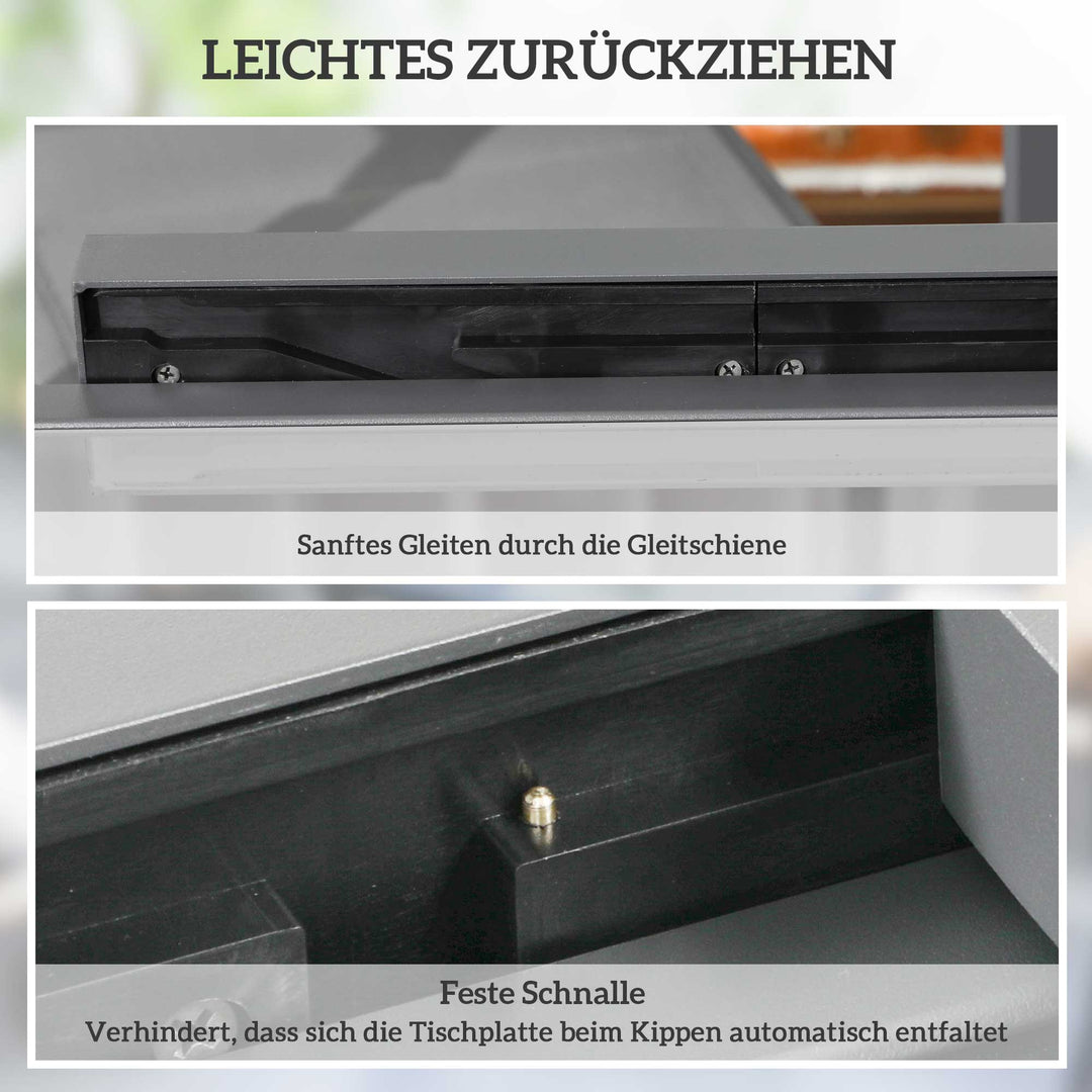 Udtrækkeligt havebord, udendørsbord, udvideligt buffetbord, vejrbestandigt, 160 cm × 80 cm × 75 cm, sort
