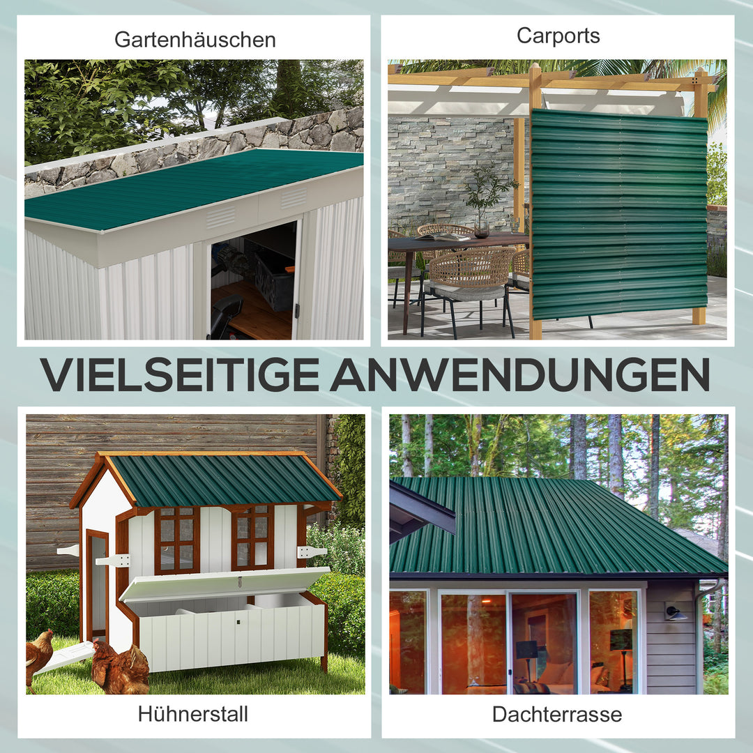 12 stk. trapezformet metalplade 129x45cm 7m² Galvaniseret tagplade 0,25 mm Vejrbestandig profilplade Grøn