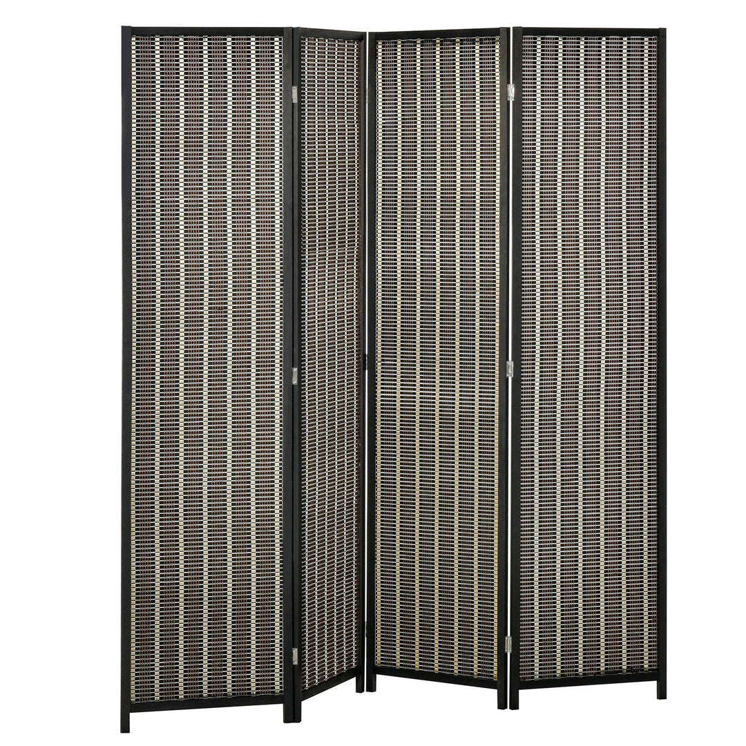 Foldbar rumdeler, fyrretræ/bambus, 180 x 180 cm, brun/sort