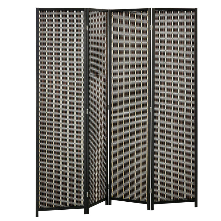 Foldbar rumdeler, fyrretræ/bambus, 180 x 180 cm, brun/sort