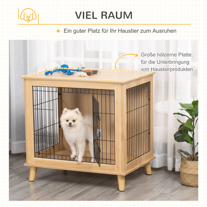 Trætransportkasse, hundebur 81 cm x 58,5 cm x 76 cm eg stål brun + sort