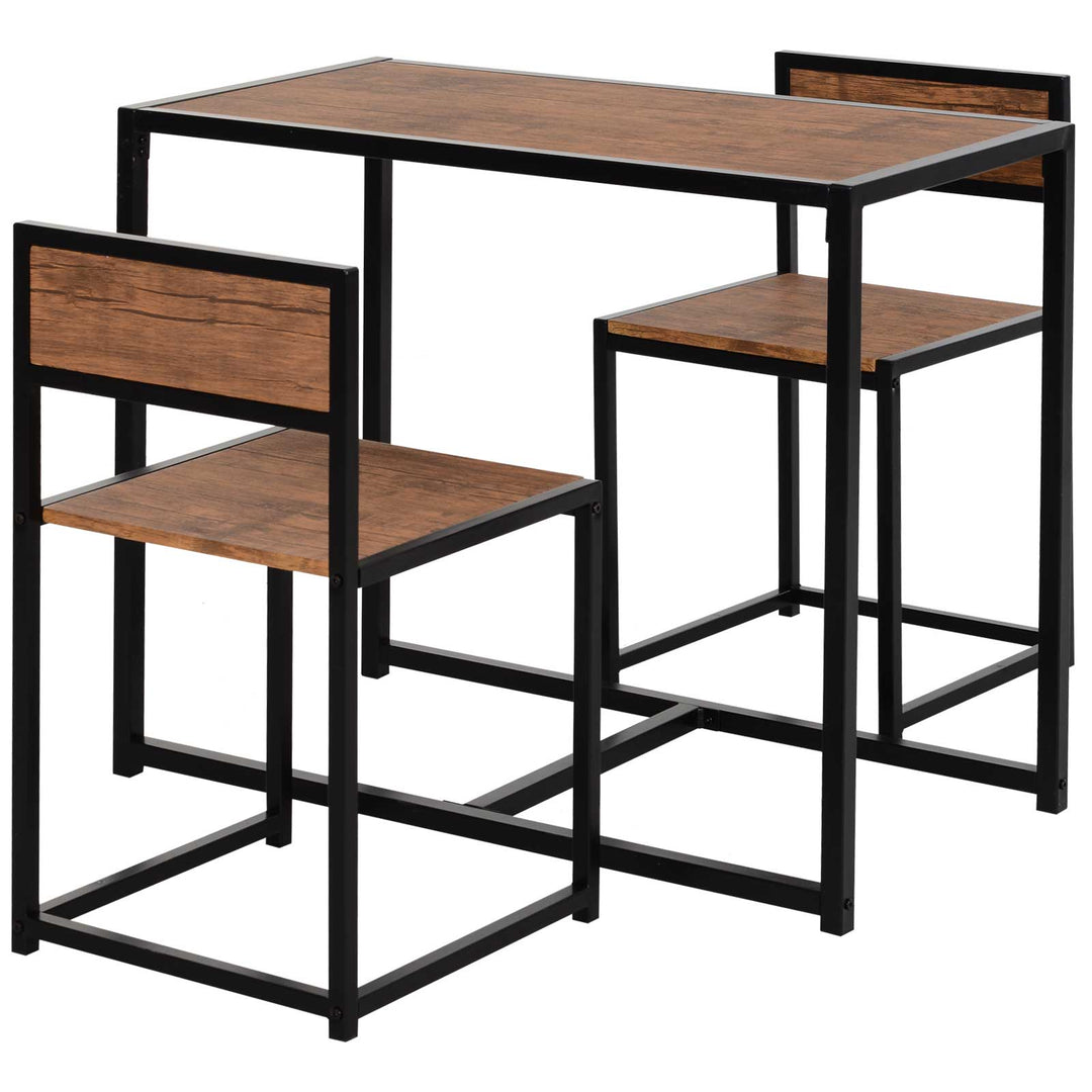 3-delt barbordssæt, højbordssæt, 3-delt, 2 stole, 1 bord, 90 cm x 47 cm x 76 cm, brun + sort