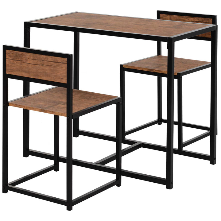 3-delt barbordssæt, højbordssæt, 3-delt, 2 stole, 1 bord, 90 cm x 47 cm x 76 cm, brun + sort