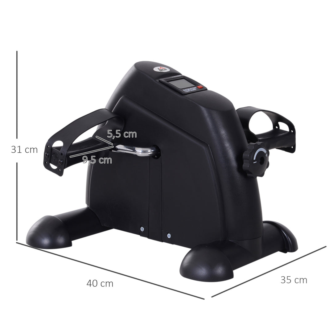 Mini motionscykel fitnesscykel pedaltræner med lcd-display justerbar modstand arm- og bentræner hjemmetræner fitnessudstyr til seniorer hjemmekontor 35 x 40 x 31 cm sort
