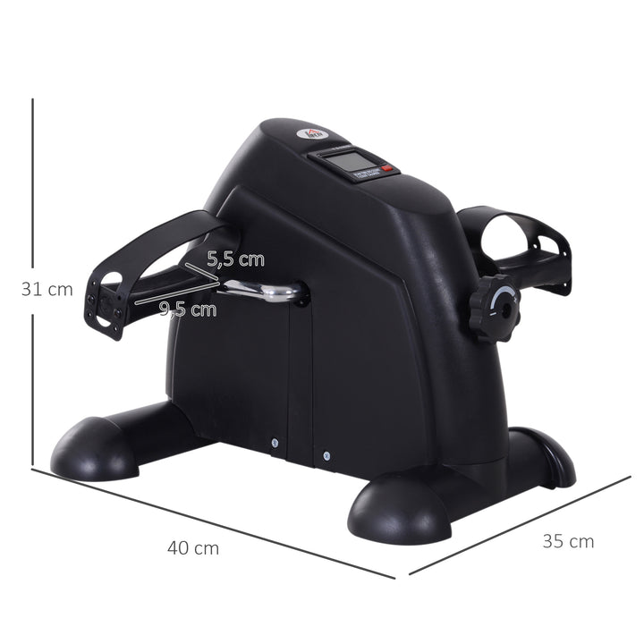Mini motionscykel fitnesscykel pedaltræner med lcd-display justerbar modstand arm- og bentræner hjemmetræner fitnessudstyr til seniorer hjemmekontor 35 x 40 x 31 cm sort