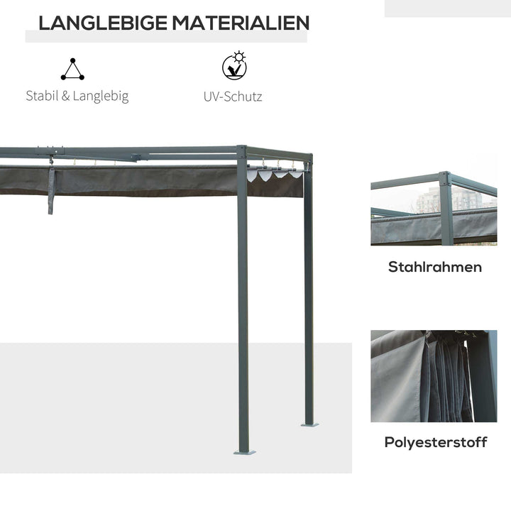 Pergola 3x2m havepavillon, metalterrassetag, havepavillon med justerbart tag, fritstående, solbeskyttelse til terrasse og have, grå