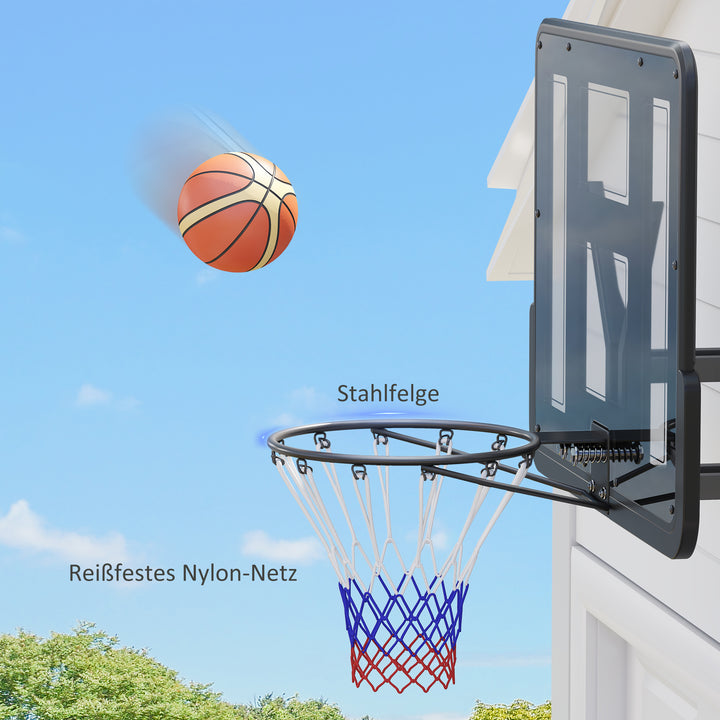Vægmonteret basketballkurv, rivefast net, vejrbestandig, holdbar, til indendørs og udendørs brug, sort