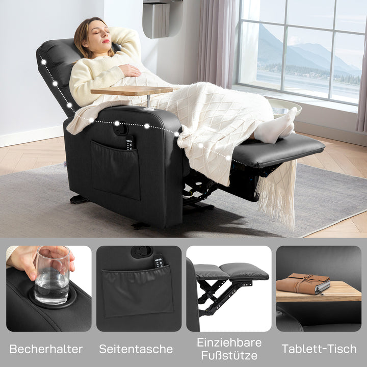Massagestol med klapbord og fodstøtte, 77 cm x 93 cm x 105 cm, sort