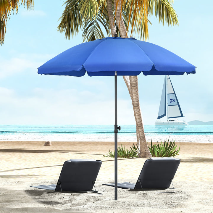 Strandparasol, parasol, med ventilationsåbninger, justerbar hældning, uv50+ ø1,80, blå