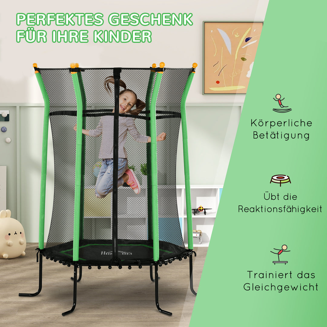 Trampolin til børn, 163,5 cm, med sikkerhedsnet, polstret, stål, lasteevne op til 50 kg
