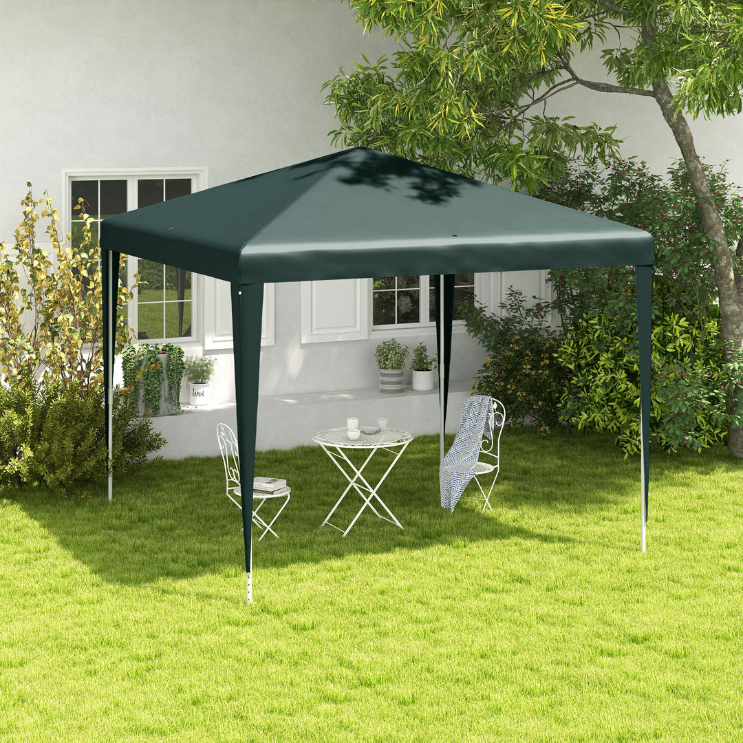 Pavillon 2,7x2,7m, hurtig montering med kliksystem, rustfri ramme, mørkegrøn