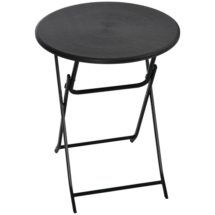 Havebord, rundt, foldbart, til 2 personer, trælook, stål+plast, mørkegrå, 60 x 60 x 73 cm