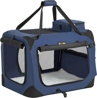 Transporttaske til hunde, foldestof, 50x35x35 cm, mørkeblå