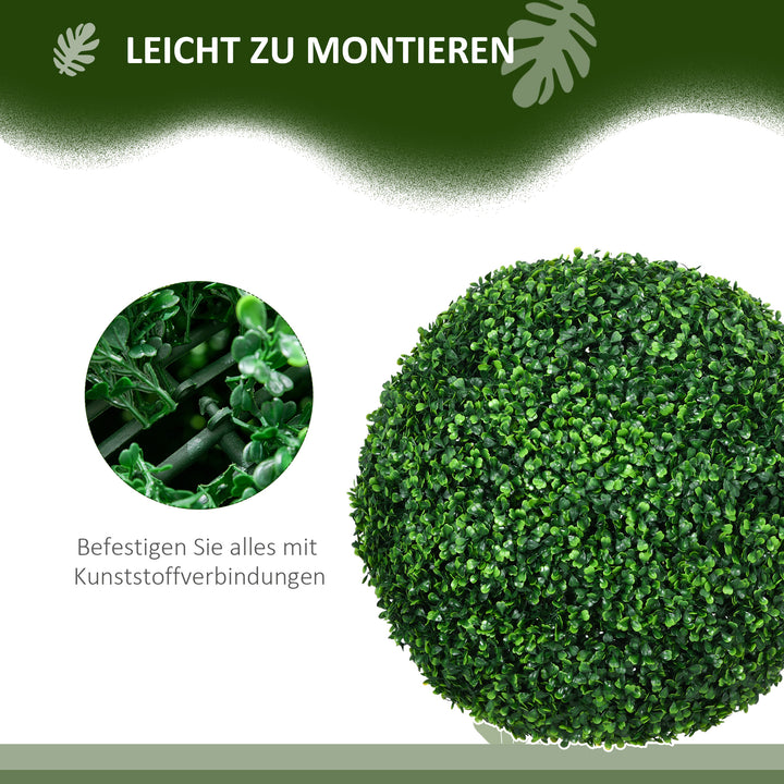 Sæt med 2 buksbomkugler, kunstige planter, stueplanter med UV-beskyttelse, dekorative planter, til indendørs og udendørs brug, grøn