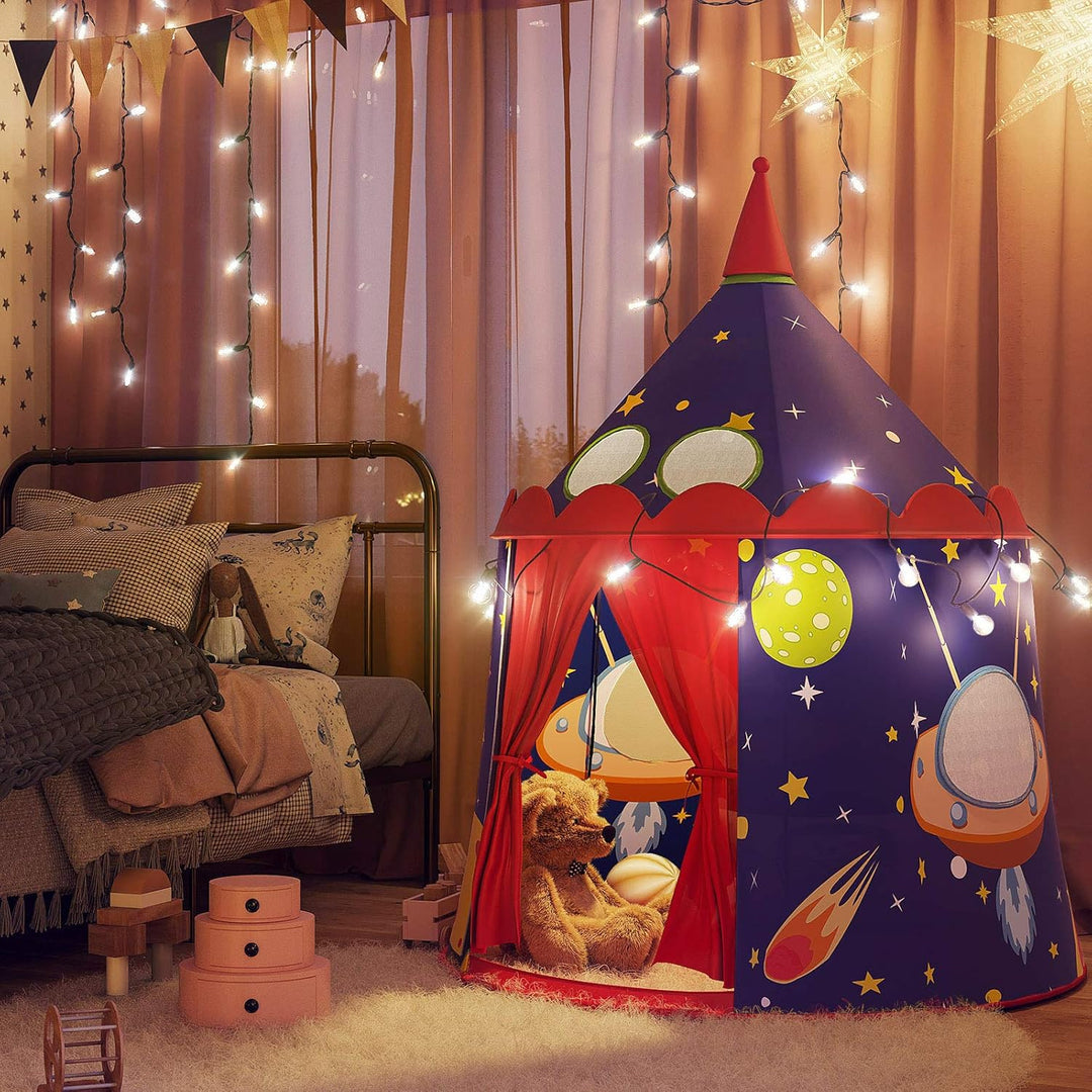Prince Castle legetelt til småbørn, til indendørs og udendørs brug. Bærbart pop-up teepee med bæretaske, CE EN71-certificeret, blå, mål: 101 x 101 x 120 cm
