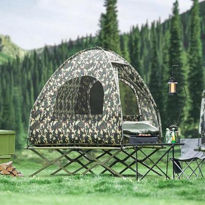 Rummelig og robust - Armygrøn teltseng til 2 personer!