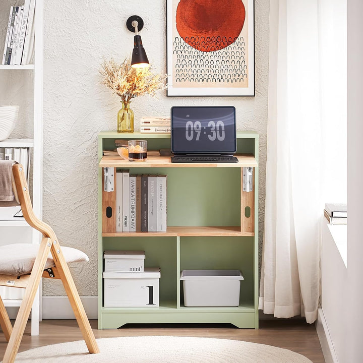 Pladsbesparende skrivebord med hylder, B70 x D54 x H85 cm, grøn