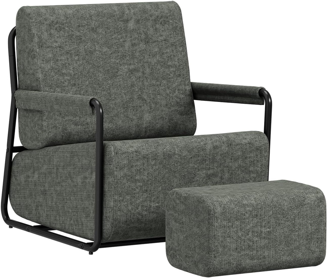 Sofa med fodskammel, 30D højelastisk skumfyld, 67 × 74 × 78 cm, grå
