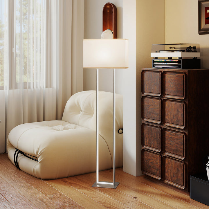 Moderne gulvlampe, 3 indstillinger, fodkontakt, justerbar lysstyrke, hørlook, hvid