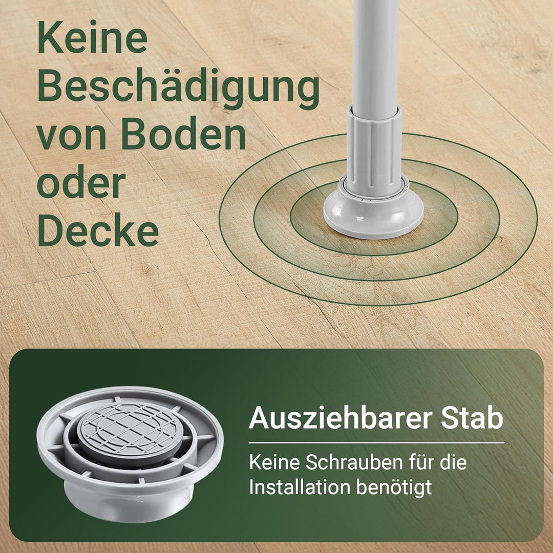 Teleskopisk tøjstativ, robust tøjstang, justerbar åben garderobe til soveværelse, garderobestativ, lysegrå