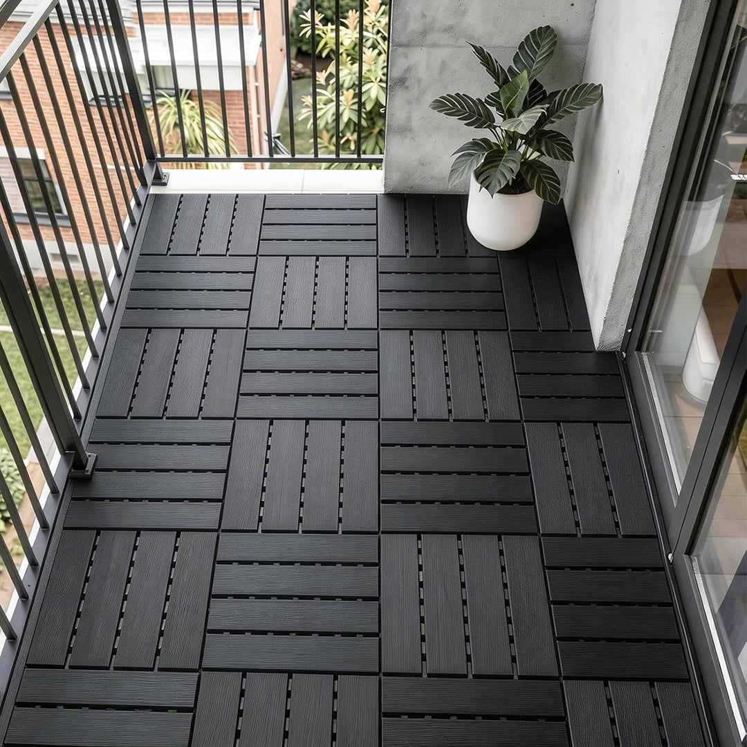 Klikfliser til balkon & terrasse – 4,05 m² pakke (45 stk.), grå