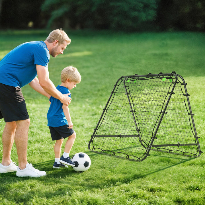 Fodboldmål, justerbart, foldbart, metalramme, 100 x 95 cm, sort