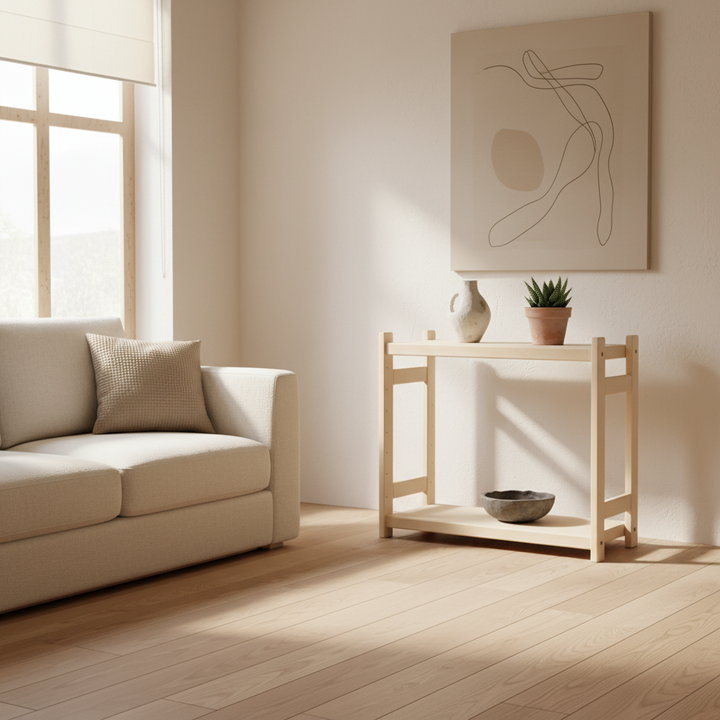 Modulær reol i bøg, 2 hylder, 60 × 70 × 43 cm
