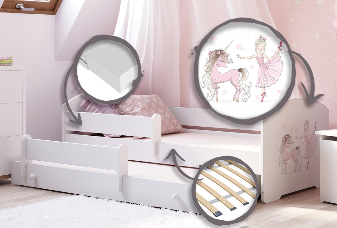 Dobbeltseng Luk 160x80 - Pige med enhjørning