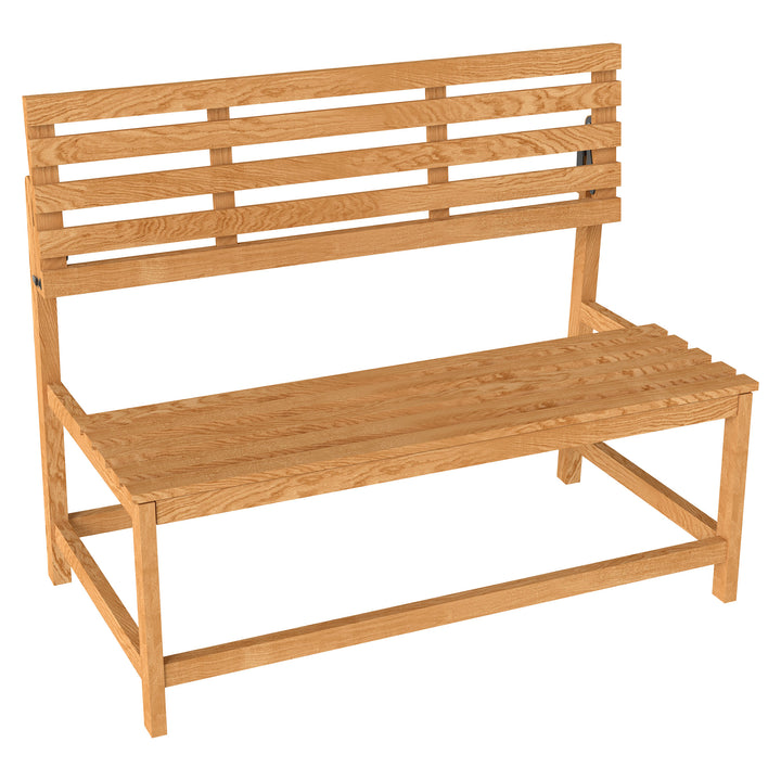 2-Personers havebænk i træ, vejrbestandig bænk, uv-bestandige havemøbler med konvertible ryglæn 110x61x89cm, teak