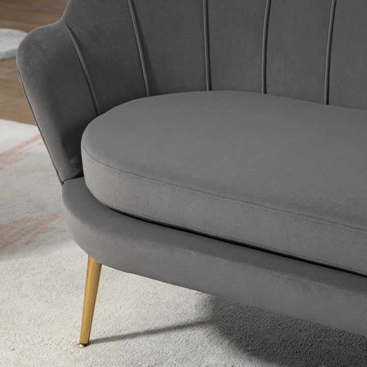 2-Personers loungesofa med bløde og generøse hynder, polstret sofa, siddemøbler, polstrede møbler, designersofa, elegant, fløjl, polyester, grå, 133 x 63 x 75 cm