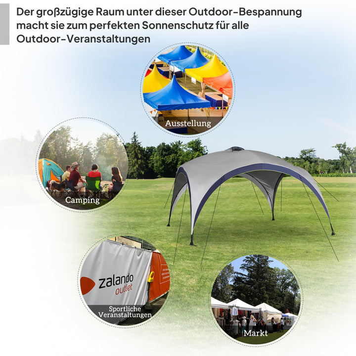 Garden pavilion havetelt marquee partytelt solbeskyttelse vejrbestandig metalstang + polyester cremehvid + blå 4 x 4 x 2,5 m