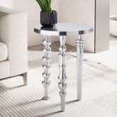 Smukt og moderne sidebord med tre ben, 44x44x63 cm, sølvfarvet