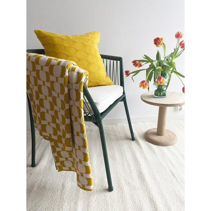 Edith Light Olive Jacquard slumretæppe – Blødt børstet bomuld