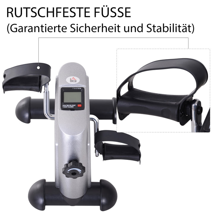 Mini motionscykel fitnesscykel pedaltræner med lcd-skærm justerbar modstand arm- og bentræner hjemmetræner fitnessudstyr til seniorer hjemmekontor 35 x 40 x 31 cm sølv