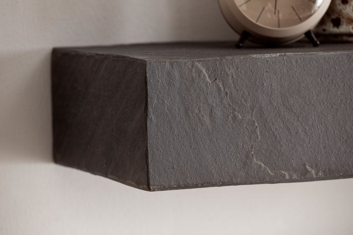 Væghylde 120x10x20 cm, massivt mangotræ / stenlook, moderne hængehylde, rektangulært design, hængehylde til stue, antracit