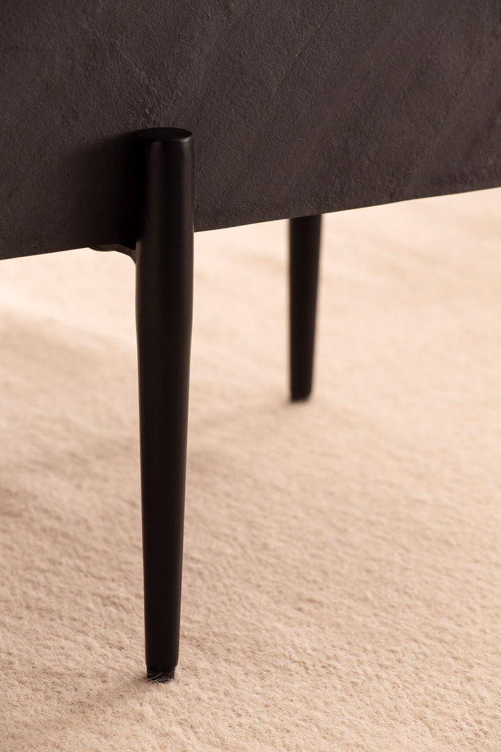 Sofabord 64x64x35 cm, stenlook/metal, sofabord, antracit, firkantet, designer stuebord, massivt træ sofabord, moderne stuebord