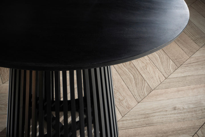 Spisebord i massivt træ, 120x120x77 cm, designer japandi-stil, sort