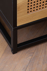 Sengebord i sort med wienerflet - 45x45x56 cm