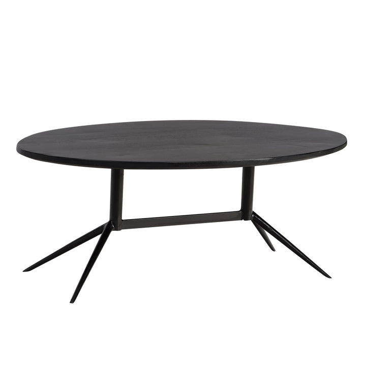 Smukt sofabord i oval form, massivt træ, B90xD50xH35cm