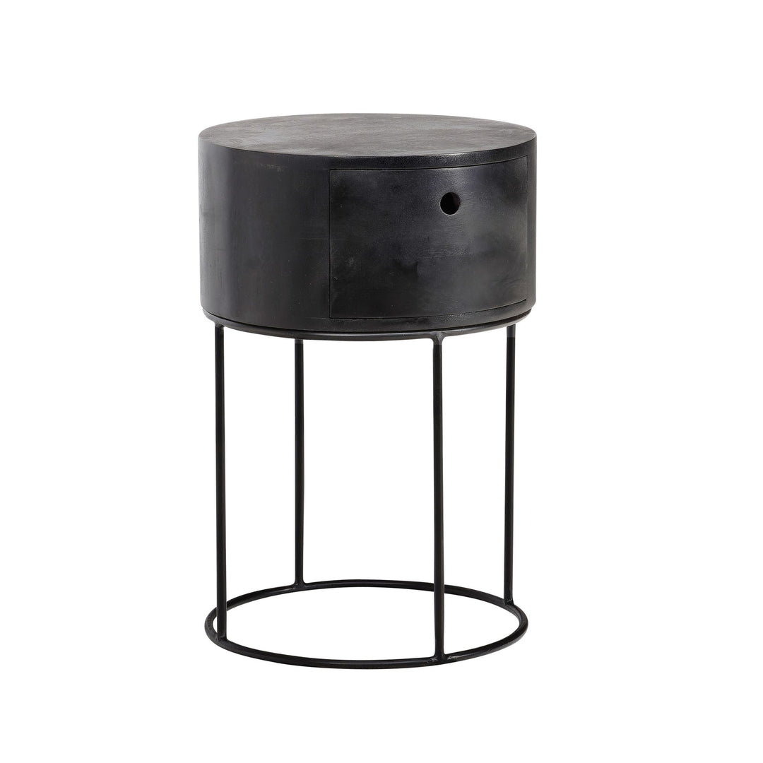 Sengebord massivt træ og metal 40x40x60 cm sort sengebord, designer sengebord
